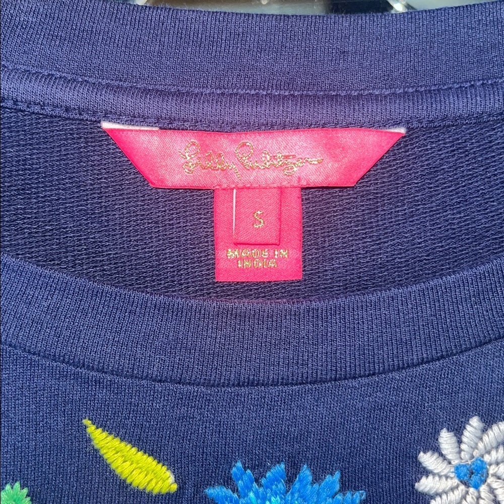 Lilly Pulitzer Rami Floral Embroidered Sweatshirt Sz Smal - Picture 8 of 11